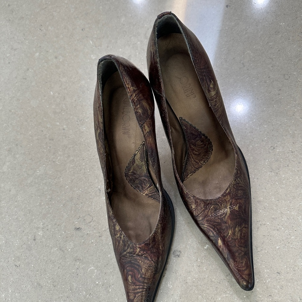 Chic Brown Patterned Women's Heels - image 6